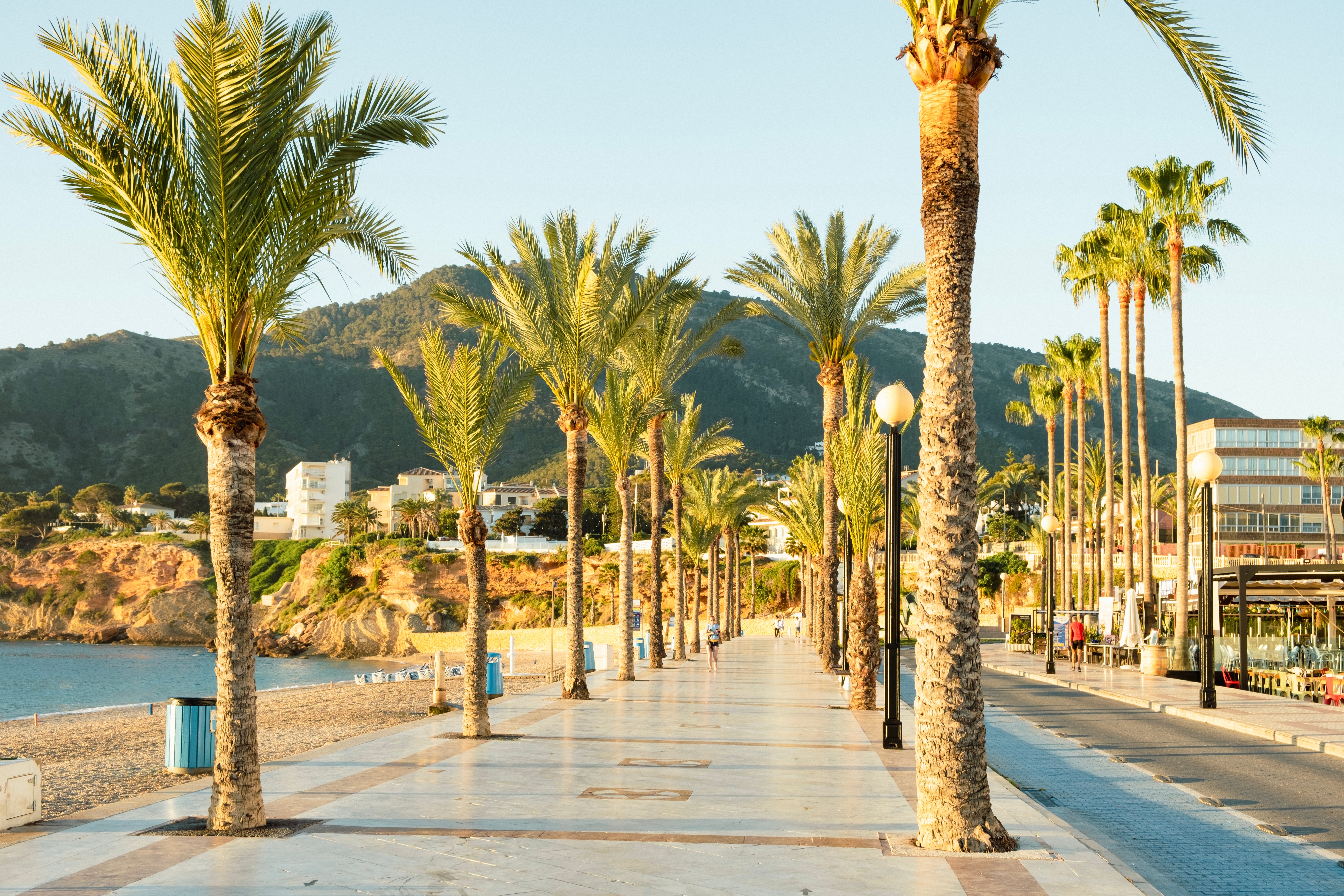 Palmepromenade langs Middelhavet i Altea Costa Blanca
