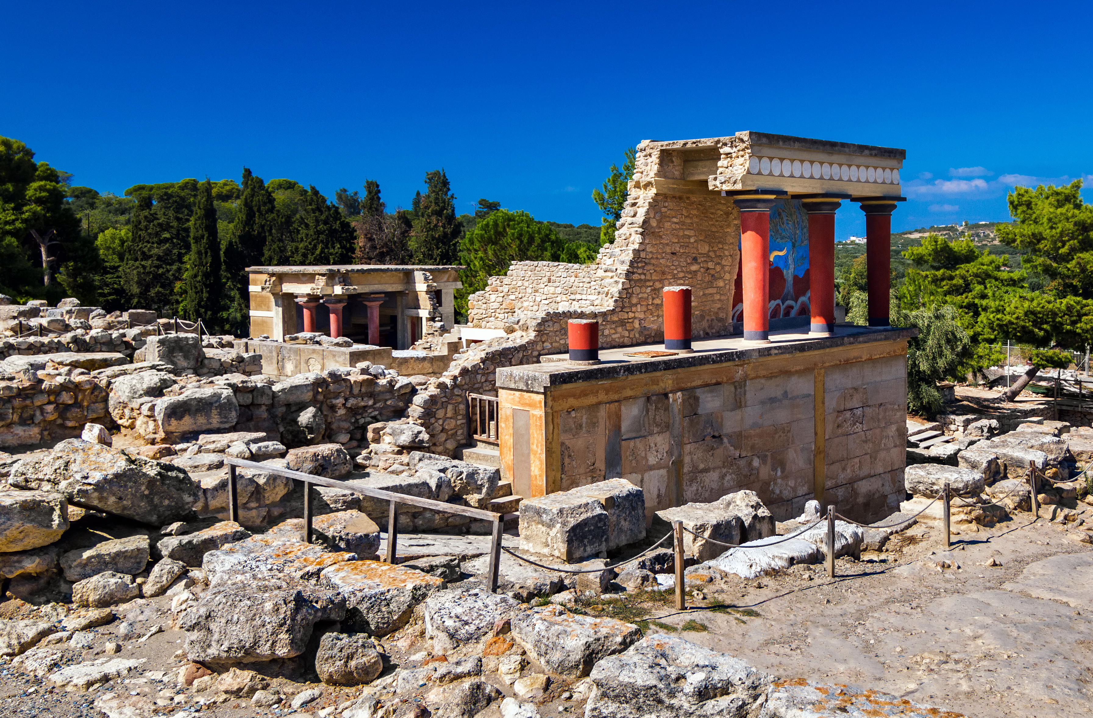 Ruinerne af den antikke minoiske civilisation ved Knossos palads på den græske ø Kreta