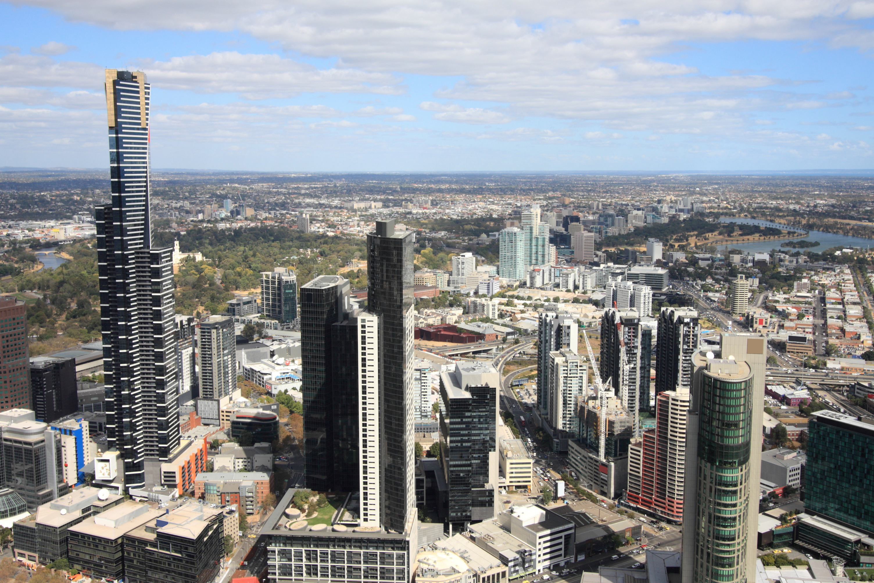 Panoramaudsigt over Melbourne skyline og Yarra-floden i Australien