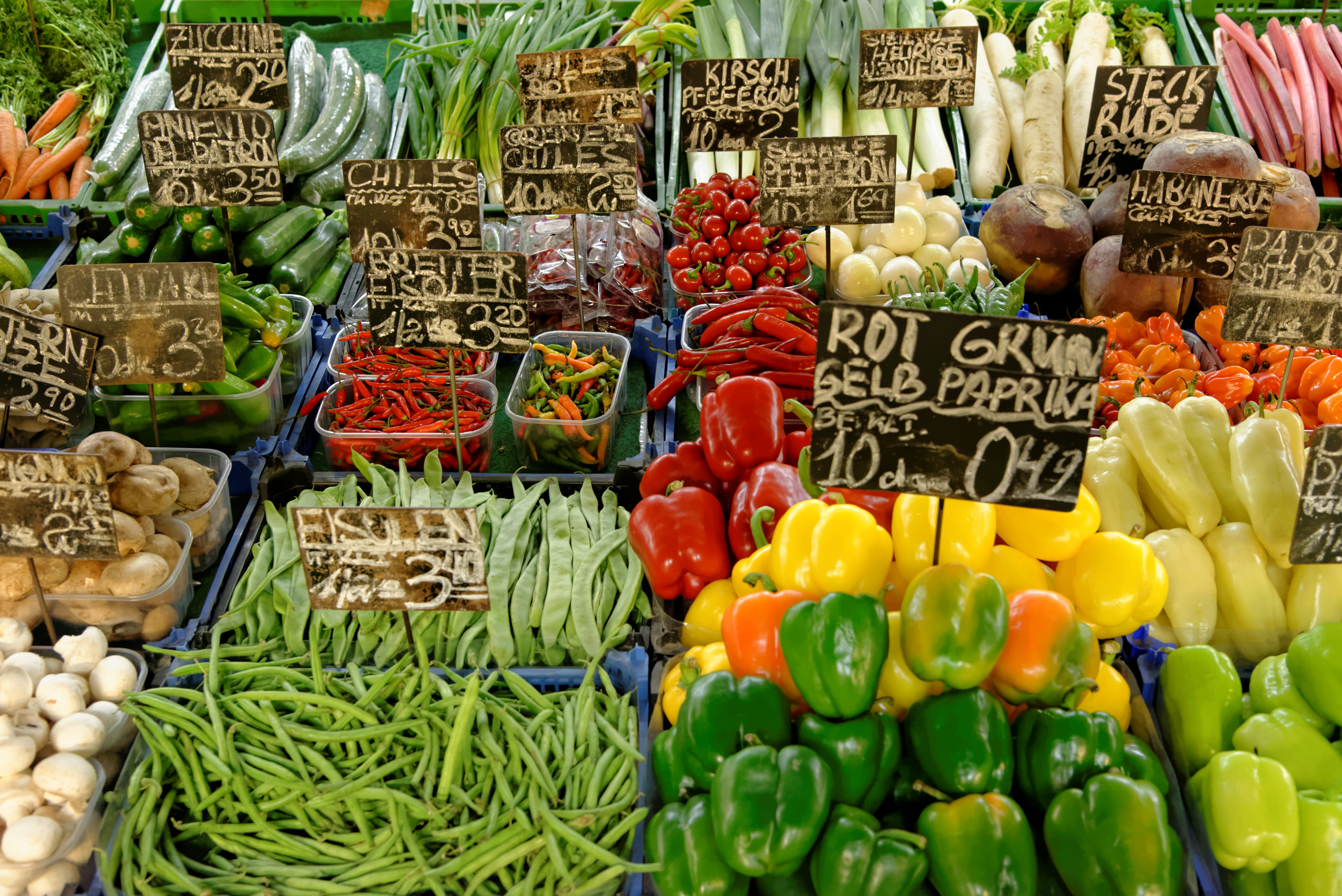 Farmers market i Wien med farverige grøntsager og autentiske rejseoplevelser