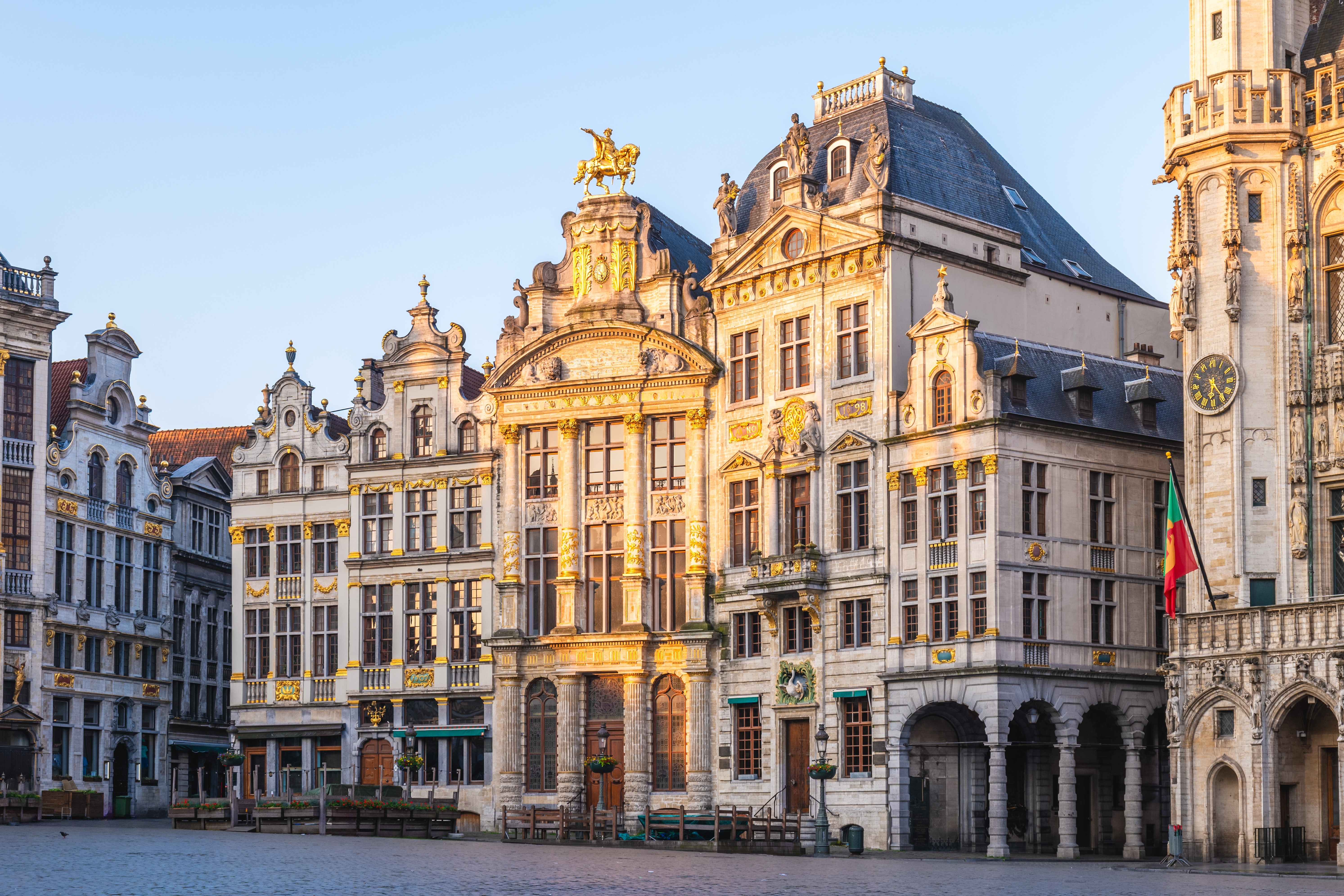 Smukke barokke bygninger på Grand Place i Bruxelles, Belgiens mest berømte turistattraktion og UNESCO verdensarv