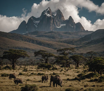 Kilimanjaro bjerg med elefanter i Kenya safari rejse destinationer