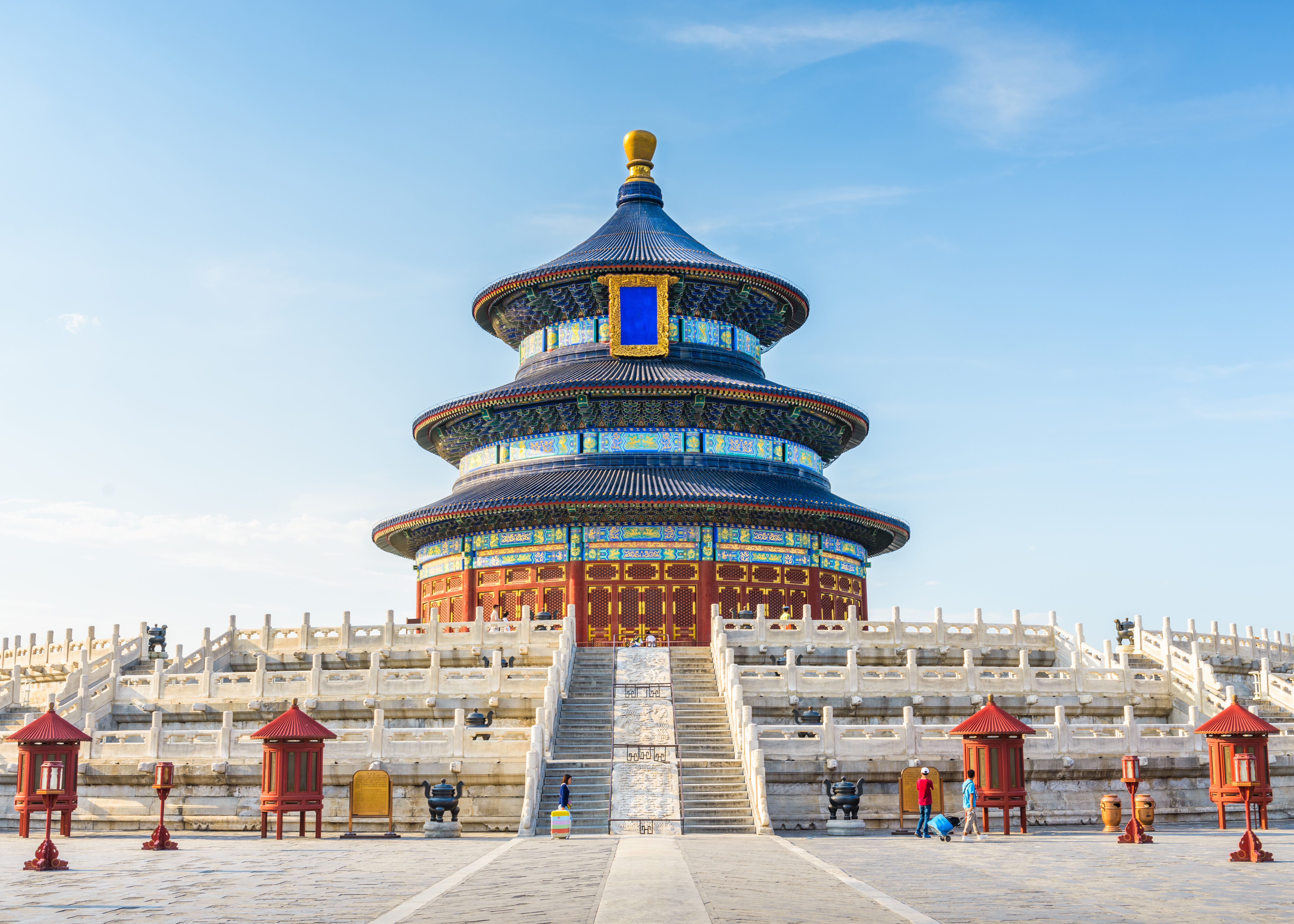 Himmelens Tempel i Beijing, Kina, med den imponerende Hall of Prayer og dens smukke blå tag – et must-see på din rejse til Kina