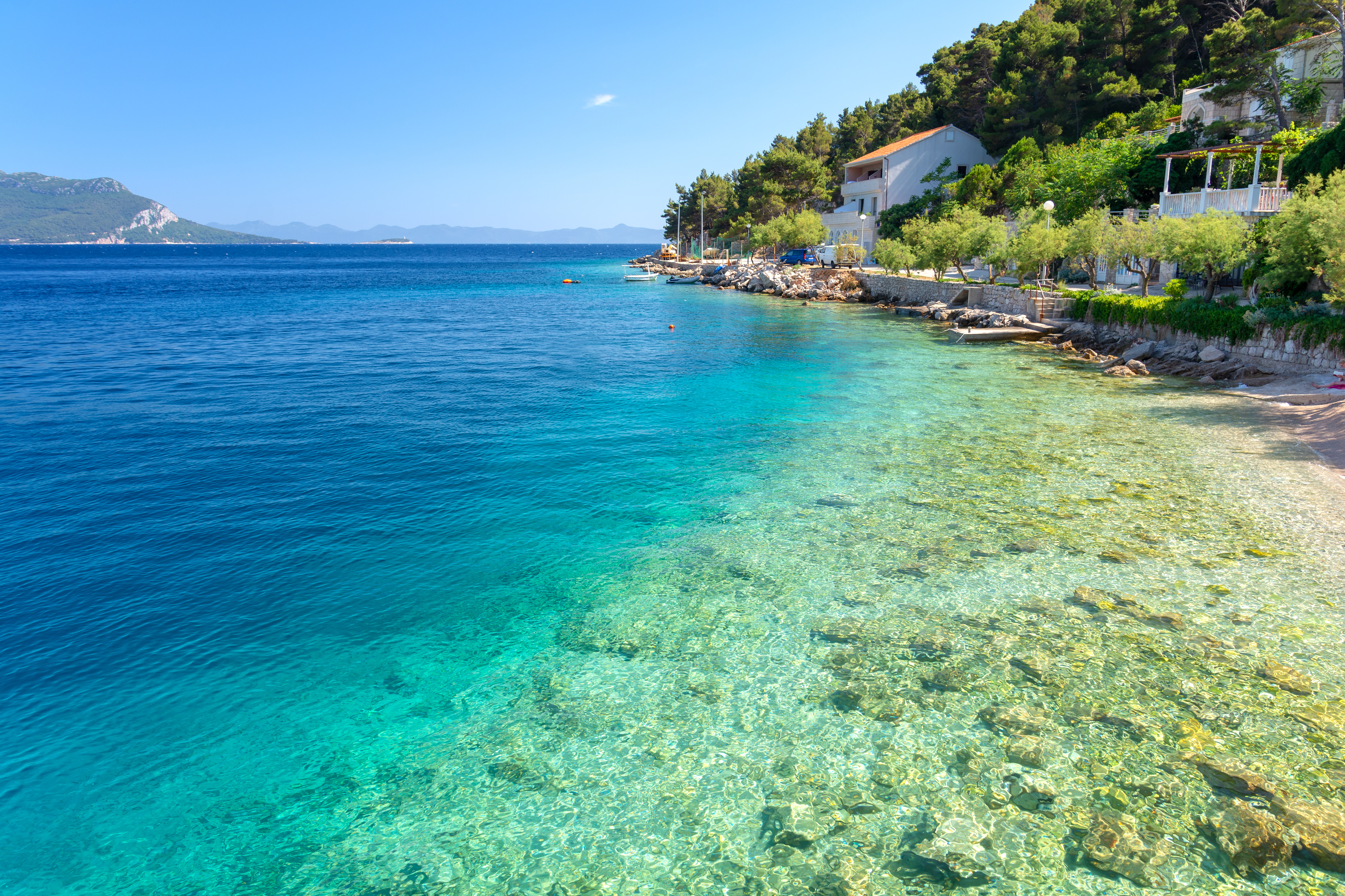 Kroatisk riviera med turkisblå bugt og smuk strand perfekt til sommerferie