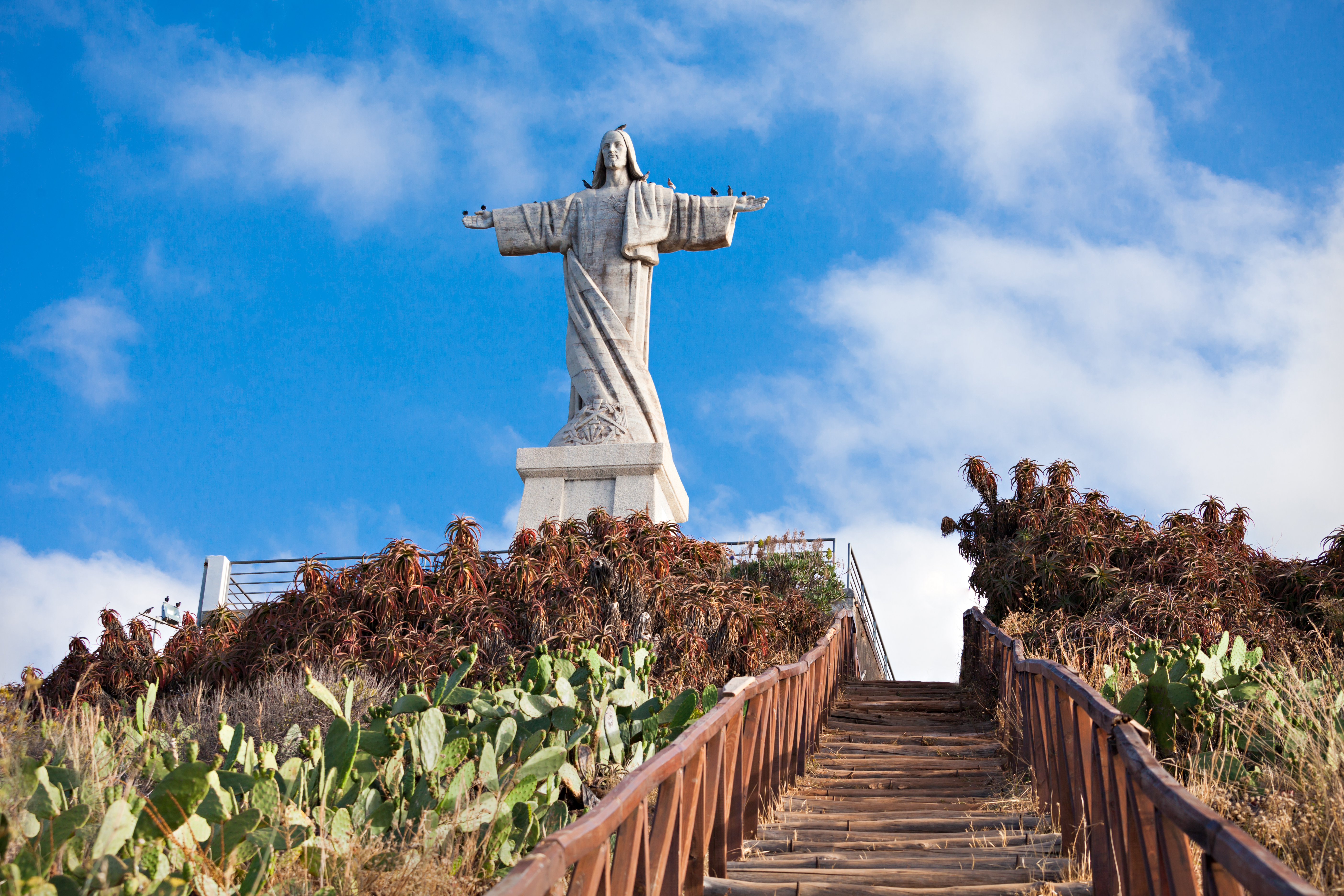 Madeira Cristo Rei statue i Portugal med havudsigt