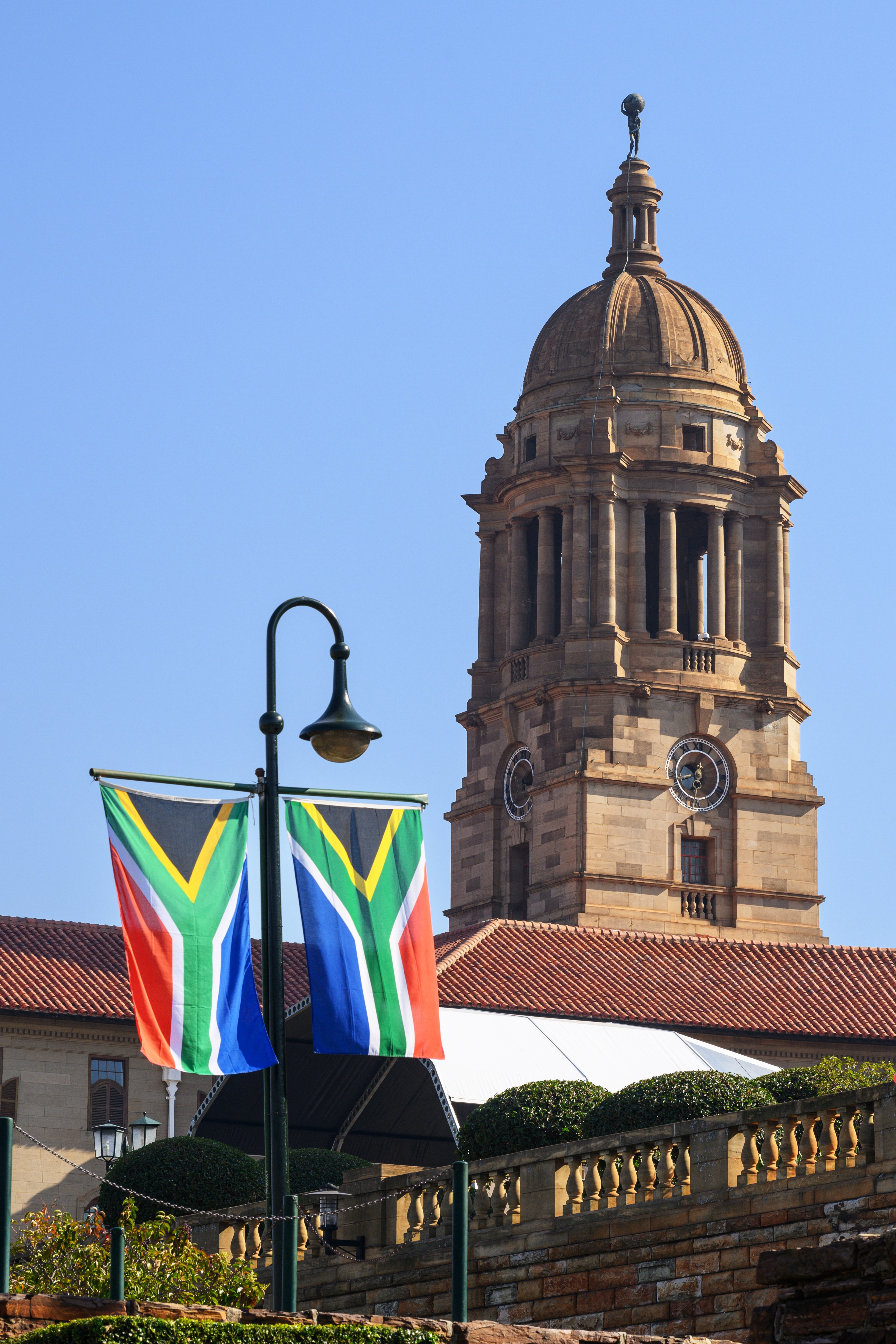 Historisk clocktårn og regeringsbygning i Pretoria, Sydafrika