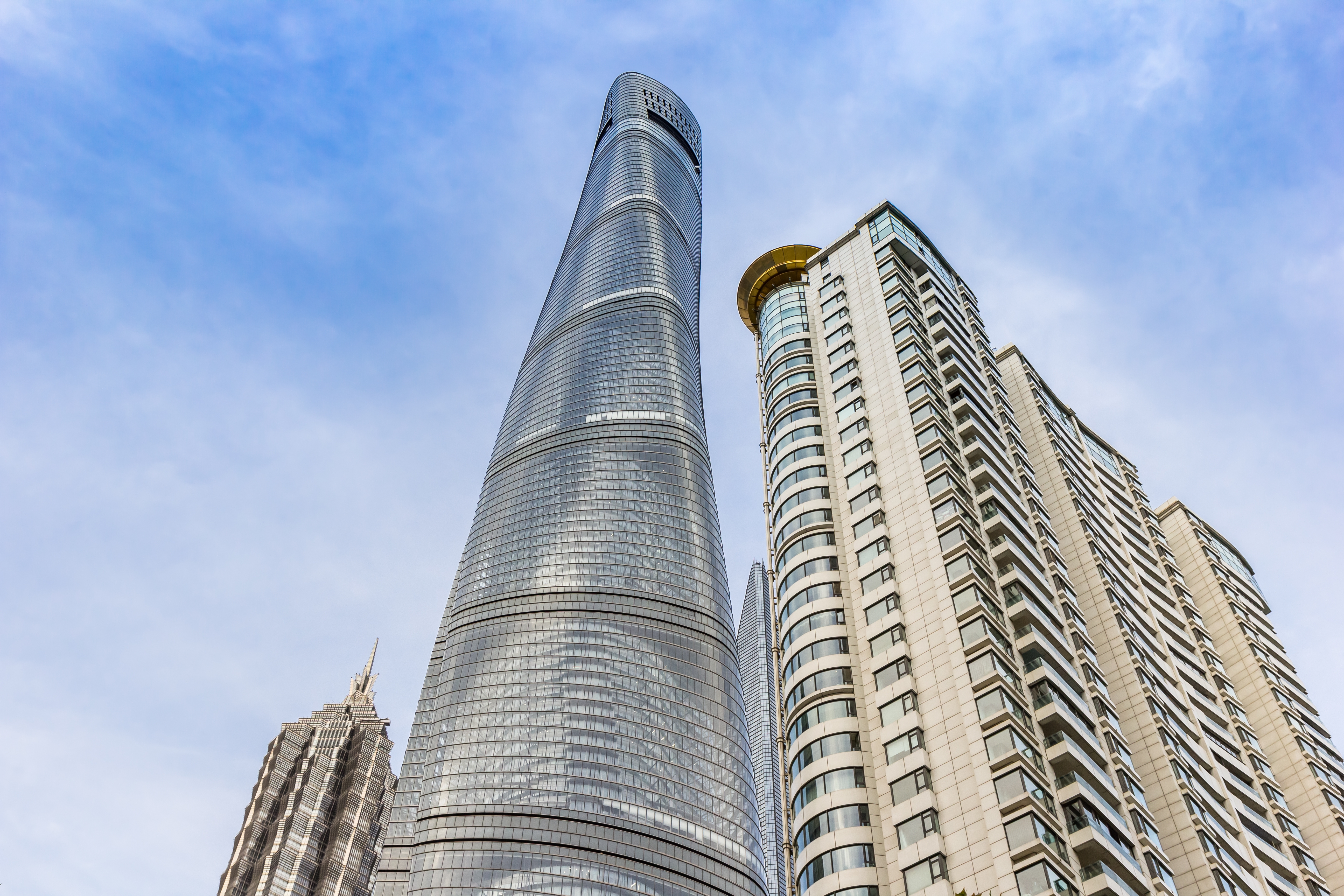 Spektakulær skyline i Shanghai Pudong med Shanghai Tower, Kina