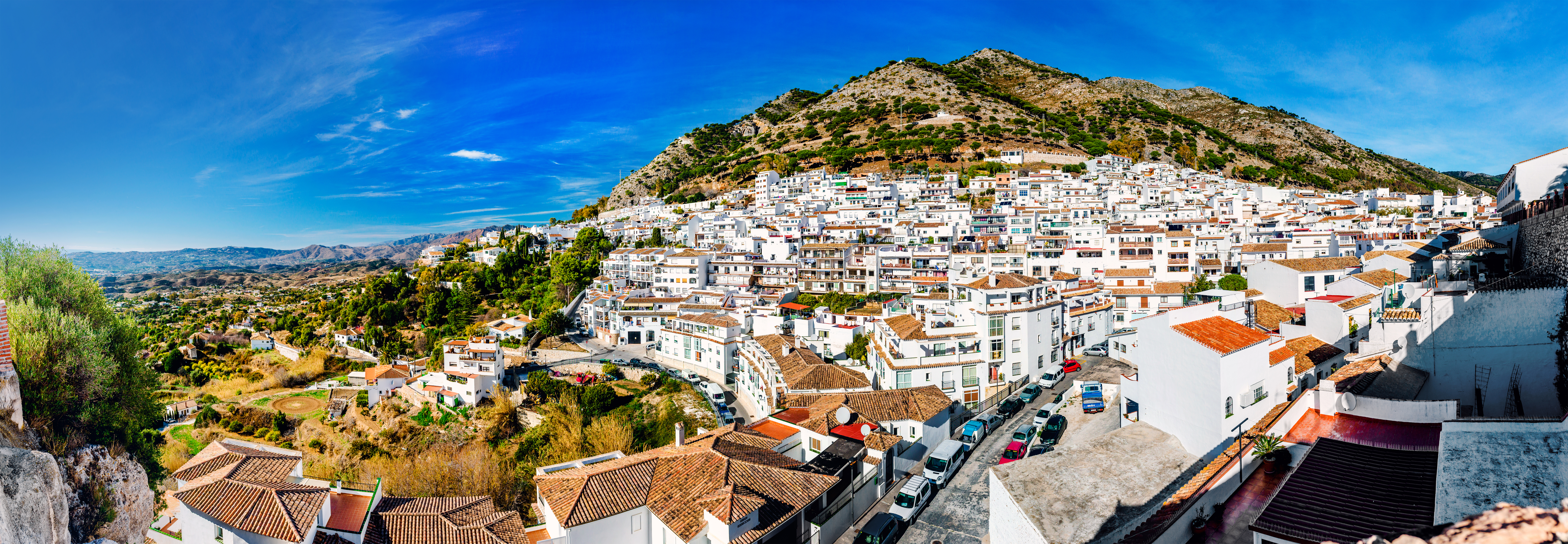 Mijas pueblo blanco med karakteristiske hvide huse i Malaga provinsen, Andalusien