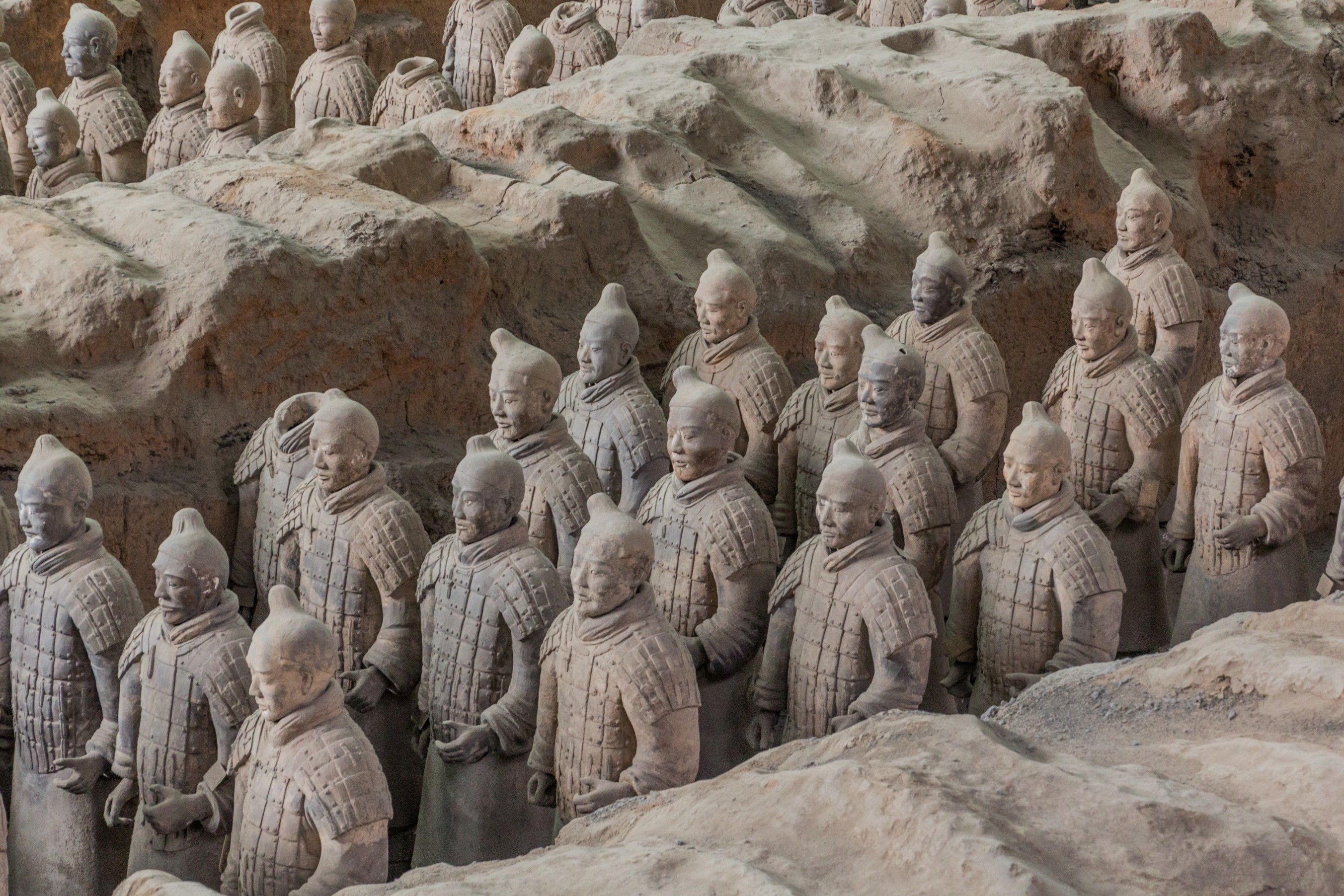 Terracotta kriger statuer ved historisk udgravningssted i Shaanxi provins Kina