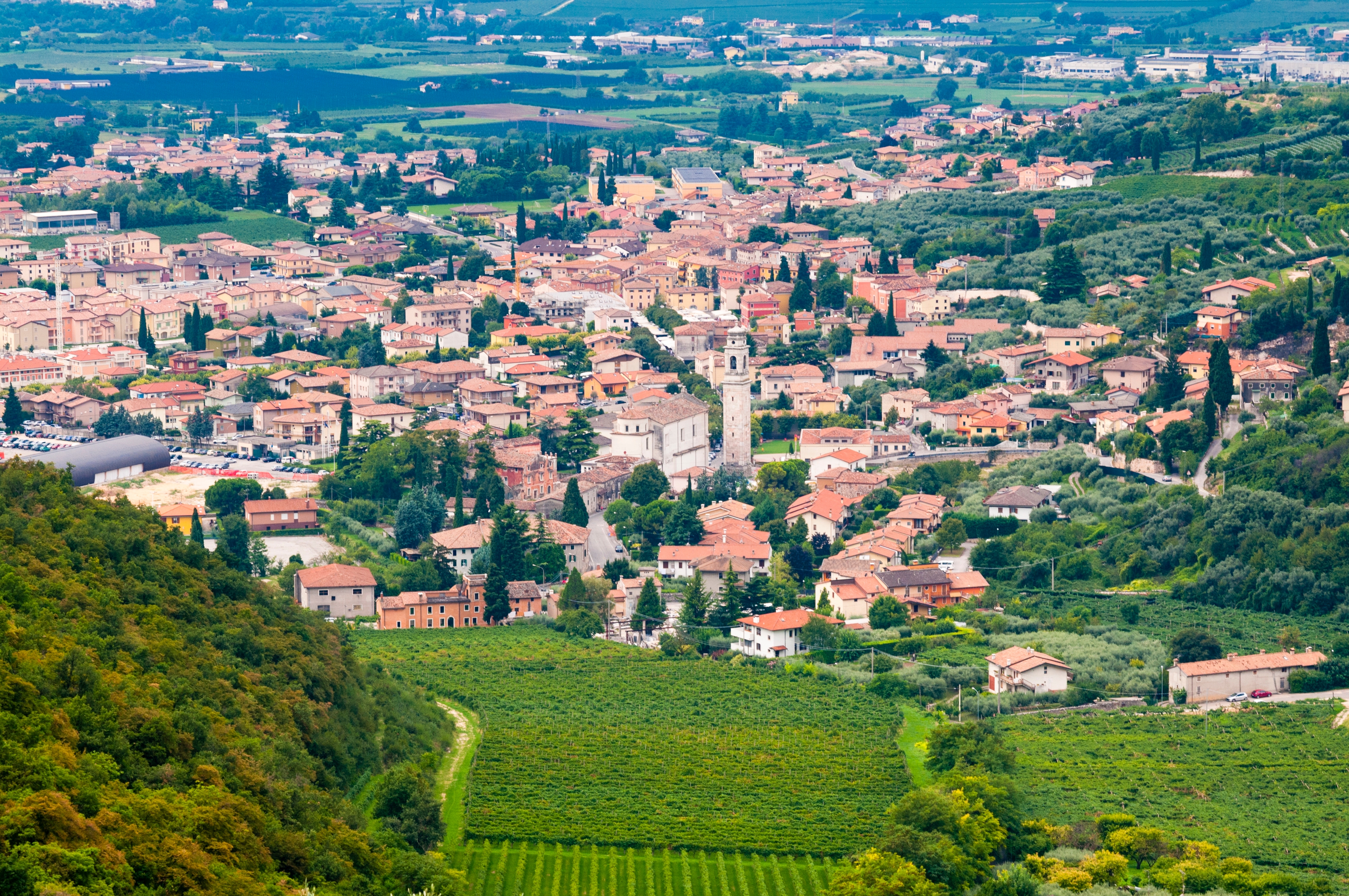 Panoramavisning af vingårdsby i Verona provinsen Italien med autentisk italiensk arkitektur
