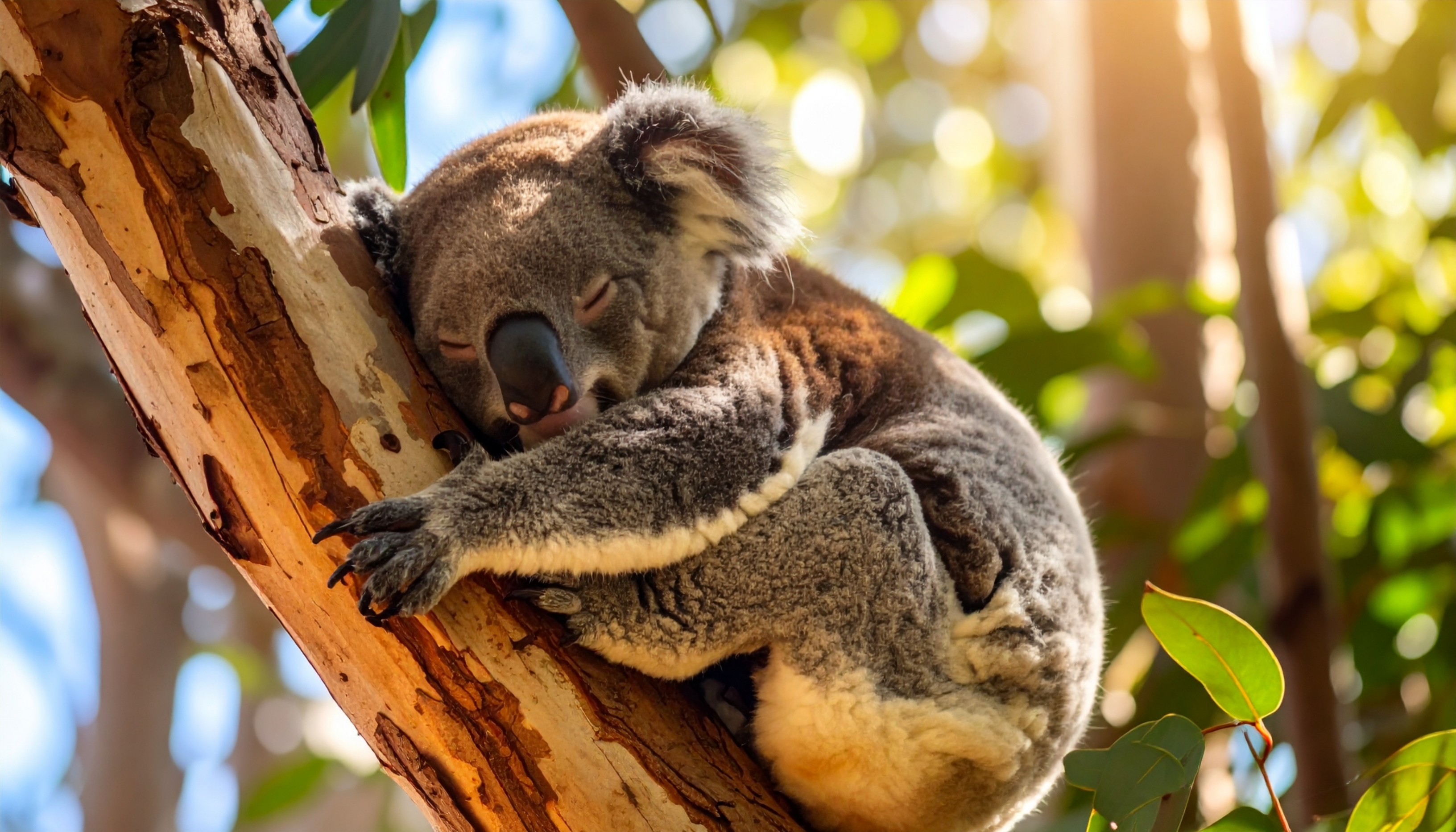 Vild koala på eucalyptus træ under Australien rejse oplevelse
