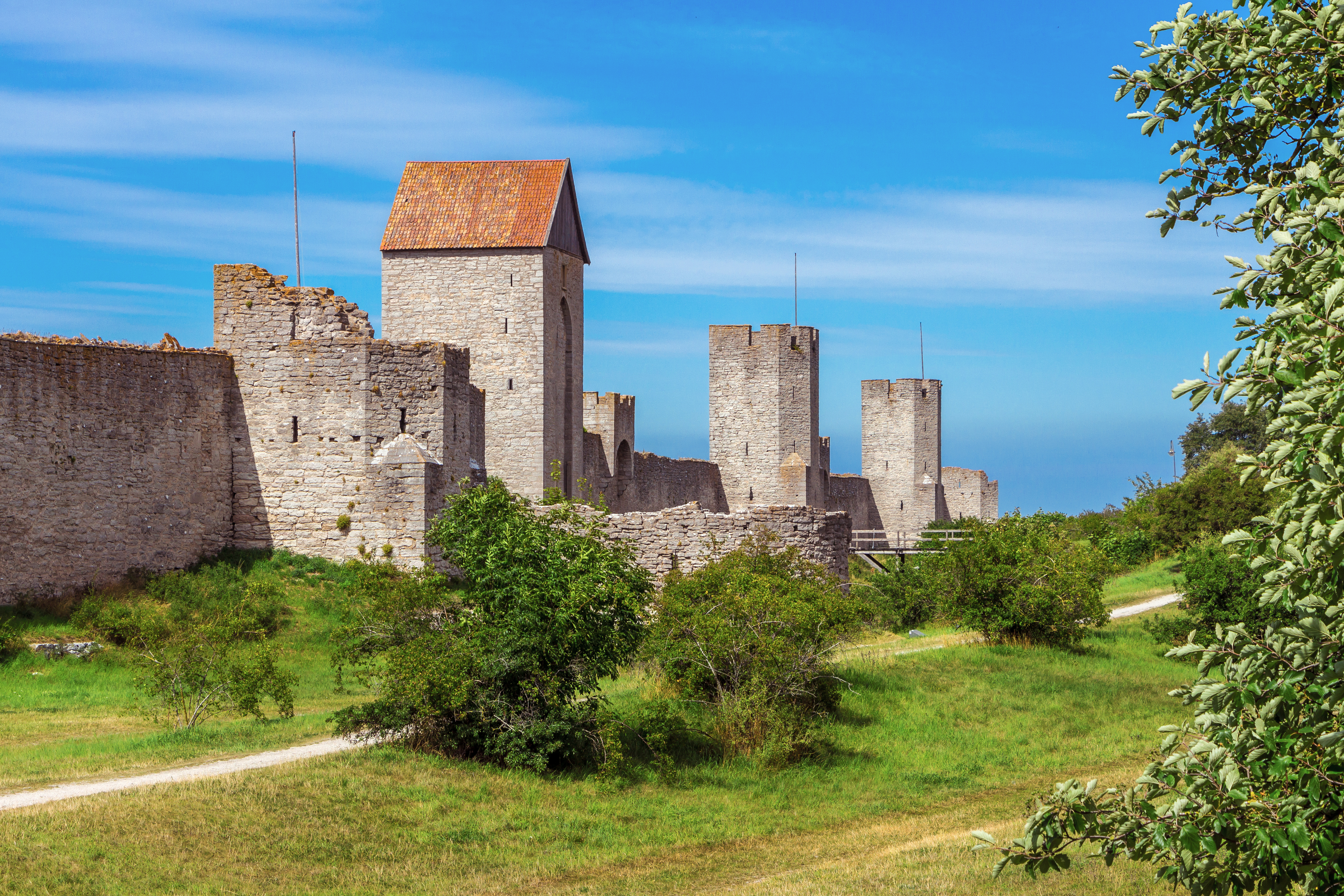 Middelalderlig befæstning i Visby på den svenske ø Gotland